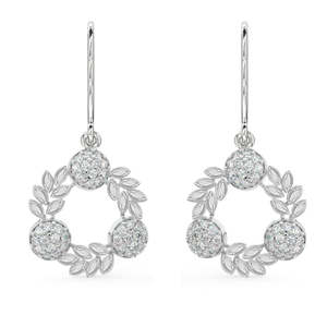 NOVAMART Fine Premium 925 Sterling Silver Drop <b>Earrings</b> for Women Girls Gold Water Flower Pattern Weddings Featuring <b>Opal</b> Pearl - Product Image 1