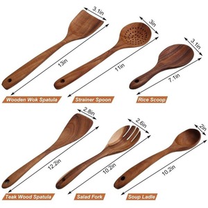 Cuillère en bois pour la cuisine Remuer Mélanger Servir des outils de cuisine pour ustensiles de cuisine antiadhésifs par Luxe Home Decor - Product Image 3