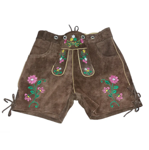 Bavarian Trachten Lederhosen XL German Short para mujer con decoración de encaje Logo Washed Front Style Winter - Product Image 3
