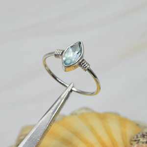 Anillo de piedras preciosas talladas con forma de marquesa facetada de Topacio Azul Natural, anillos de moda para fiesta de Plata de Ley 925, joyería para mujer a granel - Product Image 1