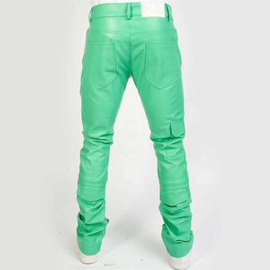 Pantalons en simili cuir pour homme, coupe évasée, nouvelle collection, élégants, avec fermeture éclair latérale et poches sur le devant - Product Image 2