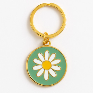 Llaveros de Diseño Floral Personalizados de Zinc con Esmalte Suave y Baño de Oro para Regalos de Recuerdo - Product Image 1