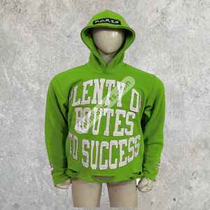 เสื้อฮู้ดโอเวอร์ไซส์สำหรับผู้ชายเสื้อฮู้ดสีเขียวแบบผูกซิปงานปักผ้าคอตตอนผ้า100% - Product Image 2