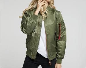 Chaqueta Bomber Acolchada Clásica de Piel de Oveja para Mujer, Diseño Personalizado, Transpirable, Rellena de Algodón, Talla Grande XL, Tejido Estampado - Product Image 1