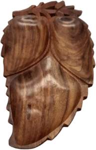 Bandejas de madera para frutas secas Sheesham Buff de grado alimenticio tallado a mano por un artesano galardonado (en forma de hoja, 12,5x6 pulgadas) - Product Image 4