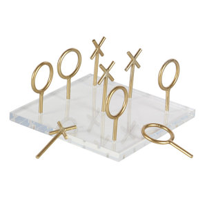 Jeu de Tic Tac Toe en or métallique de style glamour sur un plateau en acrylique transparent, parfait pour le divertissement familial, les fêtes et la décoration de la maison - Product Image 2