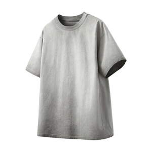 T-shirt Oversize en Coton 100% Lavé à l'Acide, Manches Courtes, Style Streetwear, Logo Personnalisé sur le Devant, Effet Vintage, 220g, Vierge, OEM - Product Image 1