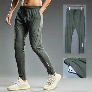 Men's Dark Blue Stretch Jogger <b>Pants</b> Straight Elastic Waist Breathable Lightweight Polyester/Nylon Summer Side Stripe Casual - Product Image 3