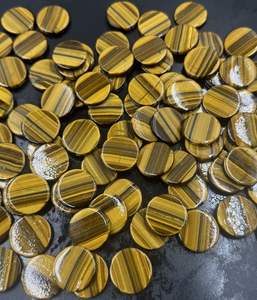 Alta calidad 25mm Ojo de tigre Natural piedras preciosas sueltas Parte posterior plana cabujón redondo para la fabricación de joyas gemas al por mayor - Product Image 1