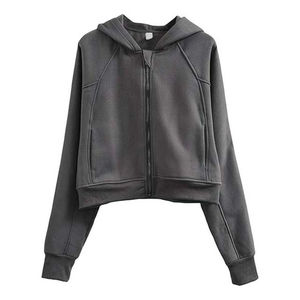 Sweat à capuche de gymnastique de haute qualité pour femmes, sweat à capuche respirant et surdimensionné avec broderie 3D, prix de gros, sweat à capuche zippé - Product Image 1