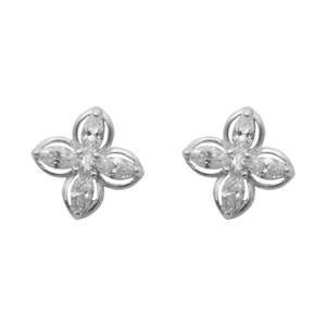 Morini Floral Stud Pendientes Vintage Religioso Huggie Estilo Cubic Zirconia Hecho de Latón Cobre para Fiestas-1308017 - Product Image 1