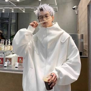 Sudadera con capucha deportiva informal holgada de invierno para hombre de color sólido de alta calidad personalizada, cárdigan pesado, suéter - Product Image 2