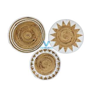 Vietrustic Vietnam Source <b>Art</b> Deco Handwoven Water Hyacinth & Cotton Straw <b>Wall</b> Hanging Plate for Living Room Birthday Decor - Product Image 3