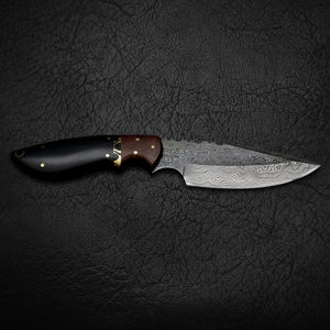 Cuchillo de Camping de Acero de Damasco Quanah Hecho a Mano Personalizado al por Mayor, Patrón Trenzado, Hoja Fija de Espiga Completa, Funda de Cuero OEM Industrial - Product Image 2