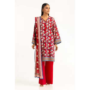 Ensemble 3 pièces imprimé rouge bohème-élégant pour femme, respirant, longueur genou, motif diamant, tendance, grande taille, pour dîner d'été, ODM - Product Image 5