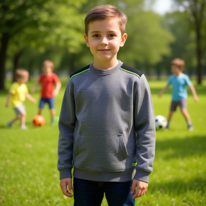Sweat à capuche pour garçons avec col rond et détails vert fluorescent, avec inserts noirs sur les épaules - Product Image 3
