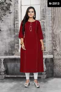 Kurtis uni avec motif de boutons, grande taille disponible pour les femmes Dernières tenues décontractées et pour les festivals - Product Image 3