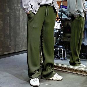 Pantalon décontracté pour homme en tricot côtelé, respirant, lourd, taille élastique, plissé devant, coupe ample, taille mi-haute, tendance - Product Image 2