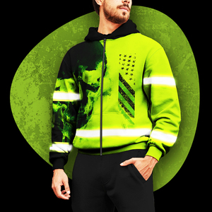 <b>Top</b> Quality Hi Vis Safety <b>Reflective</b> Pull Over Kangaroo Pocket Long Sleeve Hoodies for Men - Product Image 2