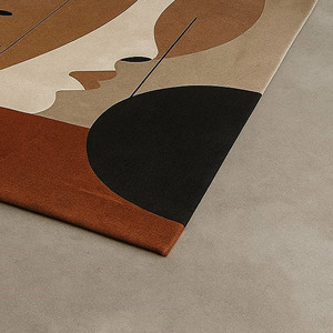 Alfombra moderna con diseño de cara abstracta, Alfombra de lana con mechones a mano para sala de estar y dormitorio, regalo de Navidad, Picnics, Año Nuevo - Product Image 6