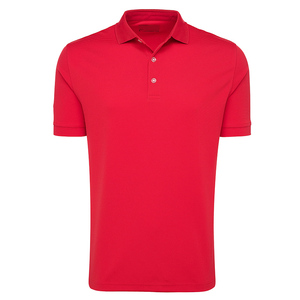 Polo Rojo de Manga Corta para Hombre, Tejido de Algodón Transpirable, Diseño Casual de Color Sólido con Botones, Corte Regular - Product Image 3