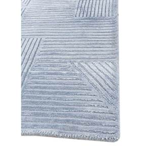 Tapis rectangulaire en laine et soie de bambou noué à la main, motif géométrique abstrait, bleu azalée, pour couloir, salon, AIWB-3061 - Product Image 4