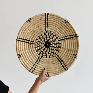 Venta caliente bohemio Seagrass decoración colgante de pared forma redonda conjunto de varias piezas diseño de flores Vietnam hecho a mano OEM - Product Image 5