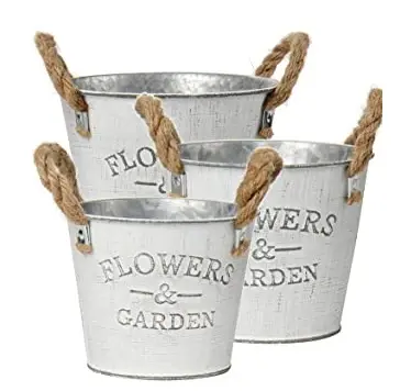 Fioriere in vaso colorate zincate vasi da giardino Vintage alti con manici in legno secchio in metallo fiore in ferro