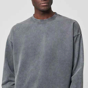 2024 camisetas de lana de algodón de alta calidad para hombres logotipo personalizado manga completa 100% ropa de algodón de punto - Product Image 3