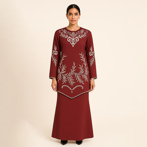 Nouveau 2025 dernière broderie Baju Kurung Collection pour les mariages respirant grande taille Kurung robe vêtements traditionnels - Product Image 6
