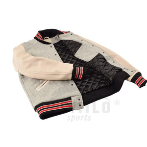 Chaqueta de lana de cuero Varsity Letterman para hombre y mujer con logotipo bordado personalizado, venta al por mayor, decoración de botones de temporada de invierno - Product Image 3