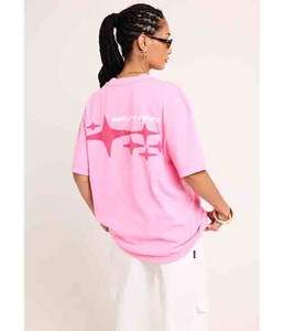 Camiseta Holgada de Verano para Mujer, Estilo Oversize, con Estampado Gráfico en el Pecho y Bordado en el Cuello, Ecológica - Product Image 6