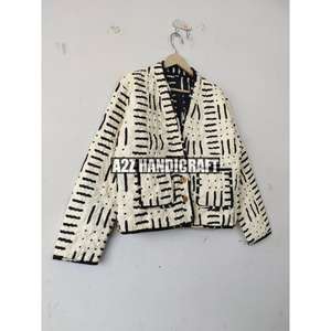 เสื้อโค้ทผู้หญิงสไตล์โบฮีเมียนวินเทจพิมพ์ลายดอกไม้ผ้าฝ้ายถักด้วยมือลายขวางฤดูใบไม้ร่วง - Product Image 4