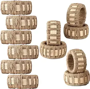 Nouveau fait à la main Jute Jute corde tissé serviette anneau créatif corde porte-serviettes fabricant en gros lot de 6 - Product Image 2