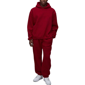 2025 <b>Men's</b> Hooded Solid 2-Piece Winter Tracksuit Set 100% Cotton Hip Hop Streetwear Casual Fashion <b>Clothing</b> - Product Image 1