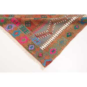 Vintage Turkish Area Rug 3.9x7.3 ft (119x223 cm), <b>Brown</b> Solid Rug - Product Image 5