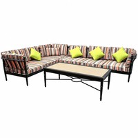Ensemble de canapés de jardin en aluminium coulé moderne avec coin d'angle, durable, imperméable et écologique