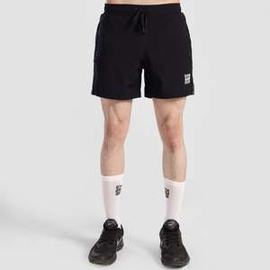 GA Nano Street Style <b>Knee</b>-<b>Length</b> Polyester Shorts Comfortable 100% Woven Polyester Black with Logos Decoration - Product Image 1