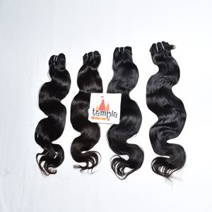 100% mechones de cabello humano indio Natural máquina cutícula de doble trama alineada procesamiento químico sin procesar estilo de onda profunda suelta - Product Image 4