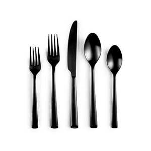 Couverts à poignée brillante royale en acier inoxydable, couverts de restaurant occidentaux noirs pour mariage et fête - Product Image 1