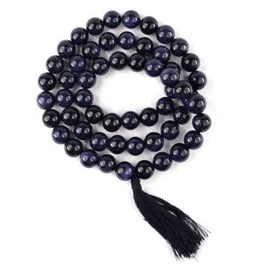 Collar de Mala de Cristal de Goldstone Azul, Piedra Preciosa Natural Curativa para la Ambición y la Confianza - Product Image 1