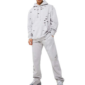 Survêtements d'hiver décontractés pour hommes, en coton épais 400-450 g/m², avec logos personnalisés de haute qualité, effet vieilli - Product Image 1