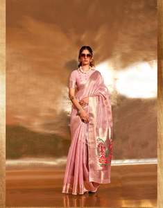 ชุดเดรสผ้าทิชชู่ผ้าไหมส่าหรีสไตล์ปากีสถานชุดปาร์ตี้สำหรับผู้ใหญ่ - Product Image 3