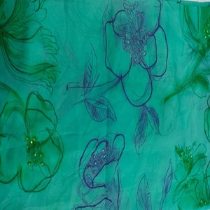 Bordado a mano con estampados en tela Georgette de seda - Product Image 1