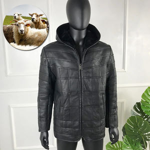 Chaqueta de cuero clásica de lona con cuello levantado para hombre, a prueba de viento, transpirable, totalmente forrado, cálida, informal - Product Image 1