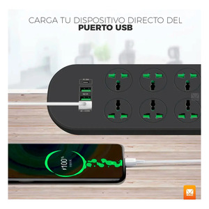 Multiprise USB de bureau avec protection contre les surtensions - Couleurs assorties - Product Image 6