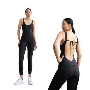 Bodysuits Deportivos Unisex al por Mayor, Personalizados, Tallas Grandes, Transpirables, de Poliéster/Nailon, Acanalados, Lisos, de Manga Larga, sin Mangas, para Yoga - Product Image 1