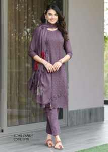 Recién llegado, ropa hermosa, estilo moderno, pantalón Kurti de algodón Cambric puro y Dupatta con fabricación de trabajo Shifflei pesado de la India - Product Image 5