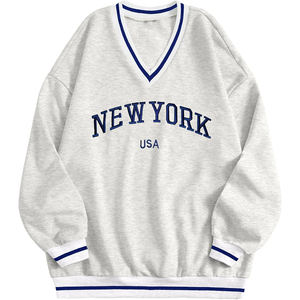 Personnalisé de haute qualité femmes sweats femmes vêtements sport bonne impression logo pull col en v manches longues haut court sweat-shirt - Product Image 4