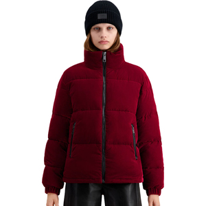 2025 New Arrival Women's High Quality <b>Velvet</b> Puffer Jacket Custom Printed <b>Quilted</b> Coat Fashionable New Design for Autumn Winter - Product Image 1